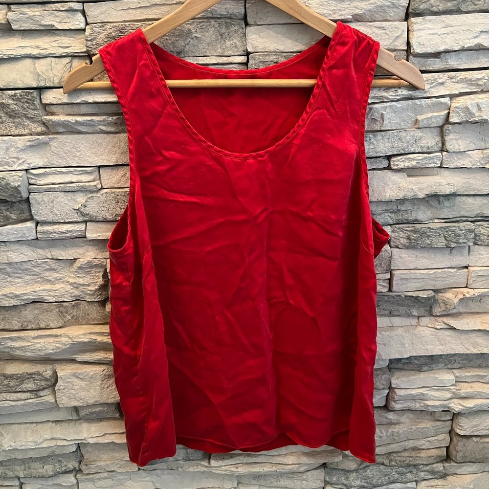 Lunya Washable Tulip Silk Tank Short Set Bold Red Large